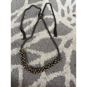 Gorgeous Adjustable Black Necklace with Yellow Rhinestones